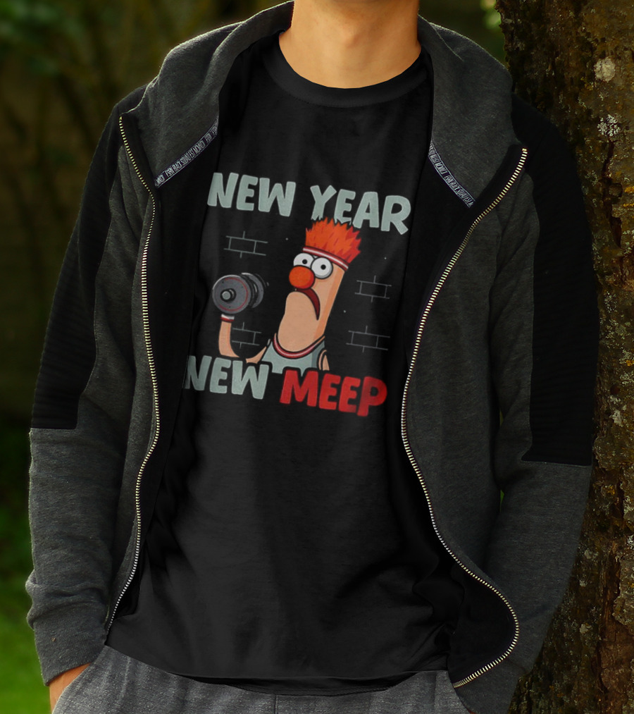 New Year New Meep Beaker The Muppets Lift Weights Fitness T-Shirt