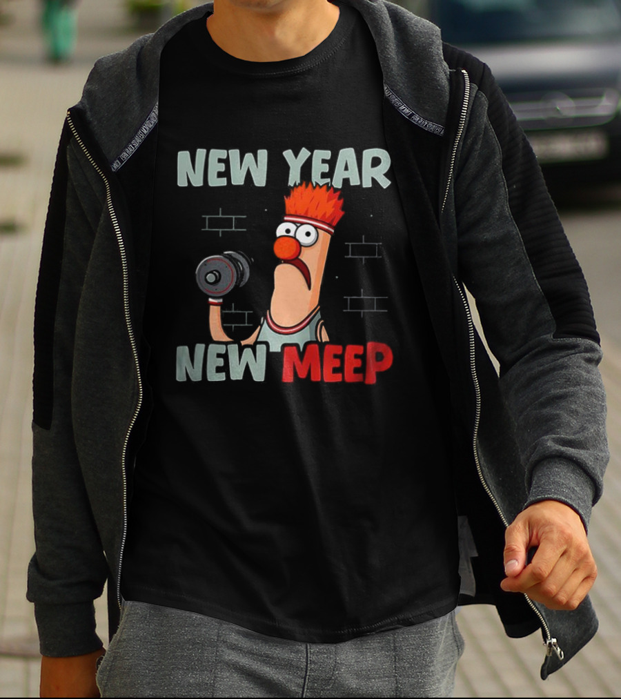 New Year New Meep Beaker The Muppets Lift Weights Fitness T-Shirt