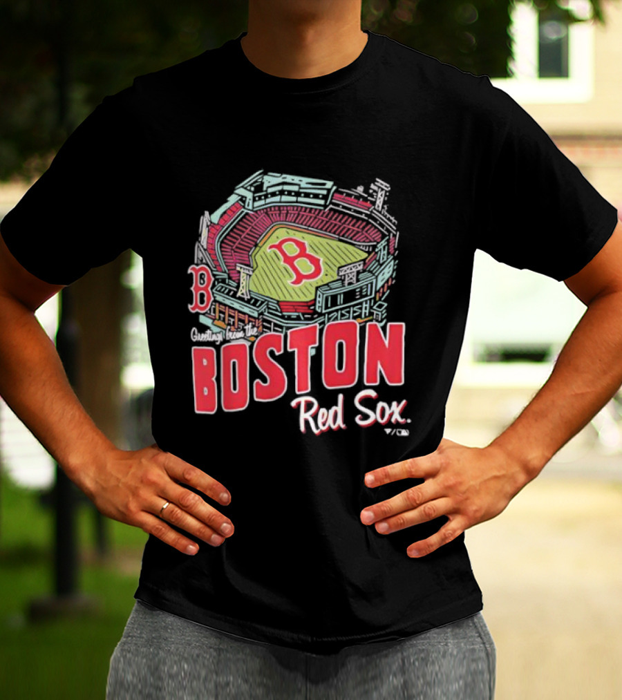 Boston Red Sox Fenway Park Stadium Graphic B Fan Merch Navy T-Shirt