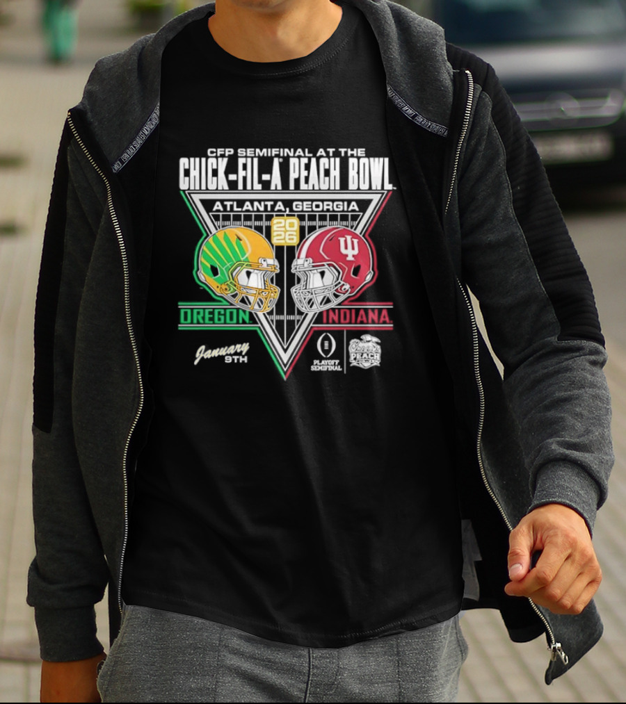 CFP Semifinal Chick Fil A Peach Bowl Oregon Vs Indiana 2026 Atlanta Georgia T-Shirt