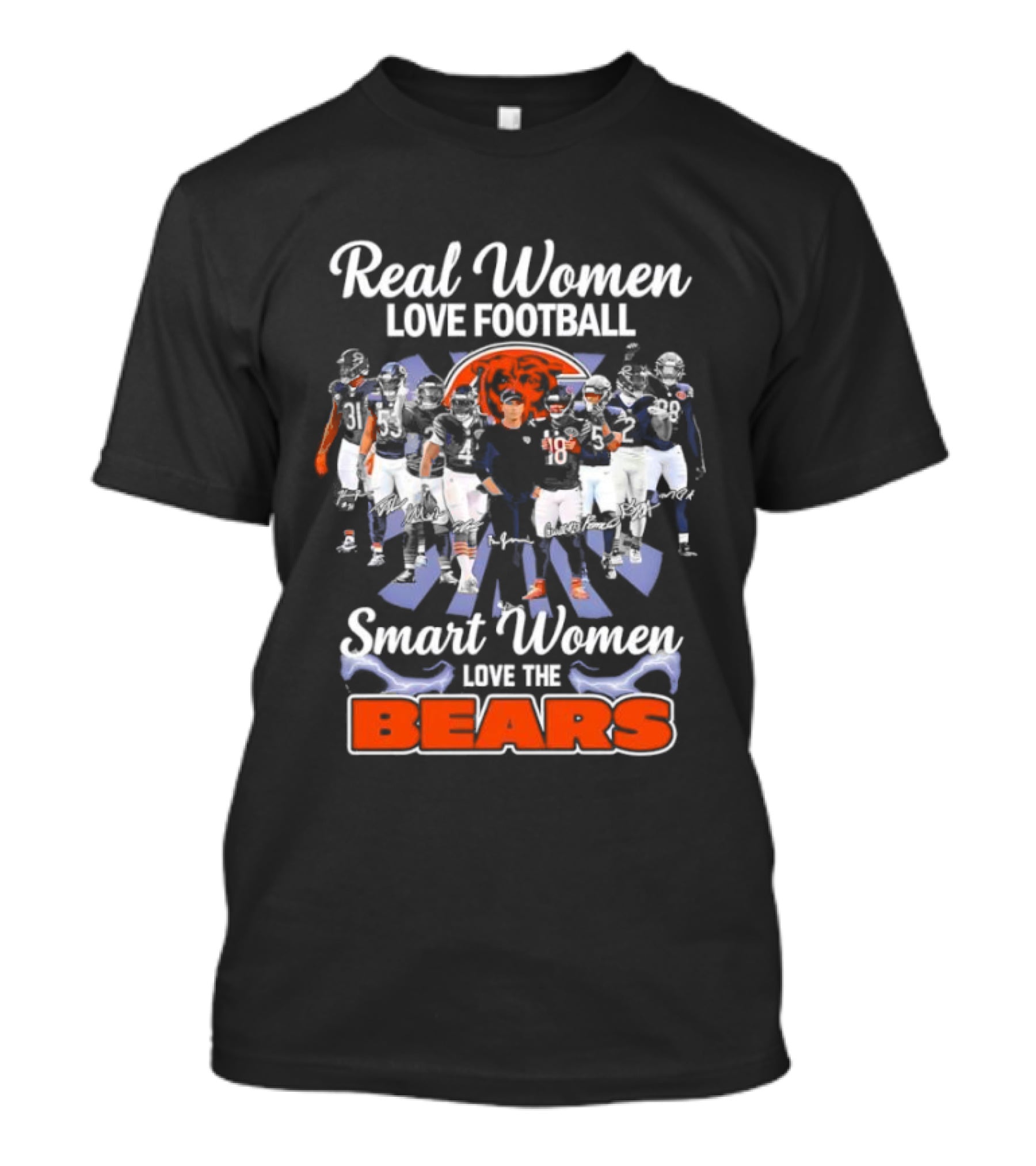 Real Women Love Football Smart Women Love The Bears Chicago Bears Team T-Shirt