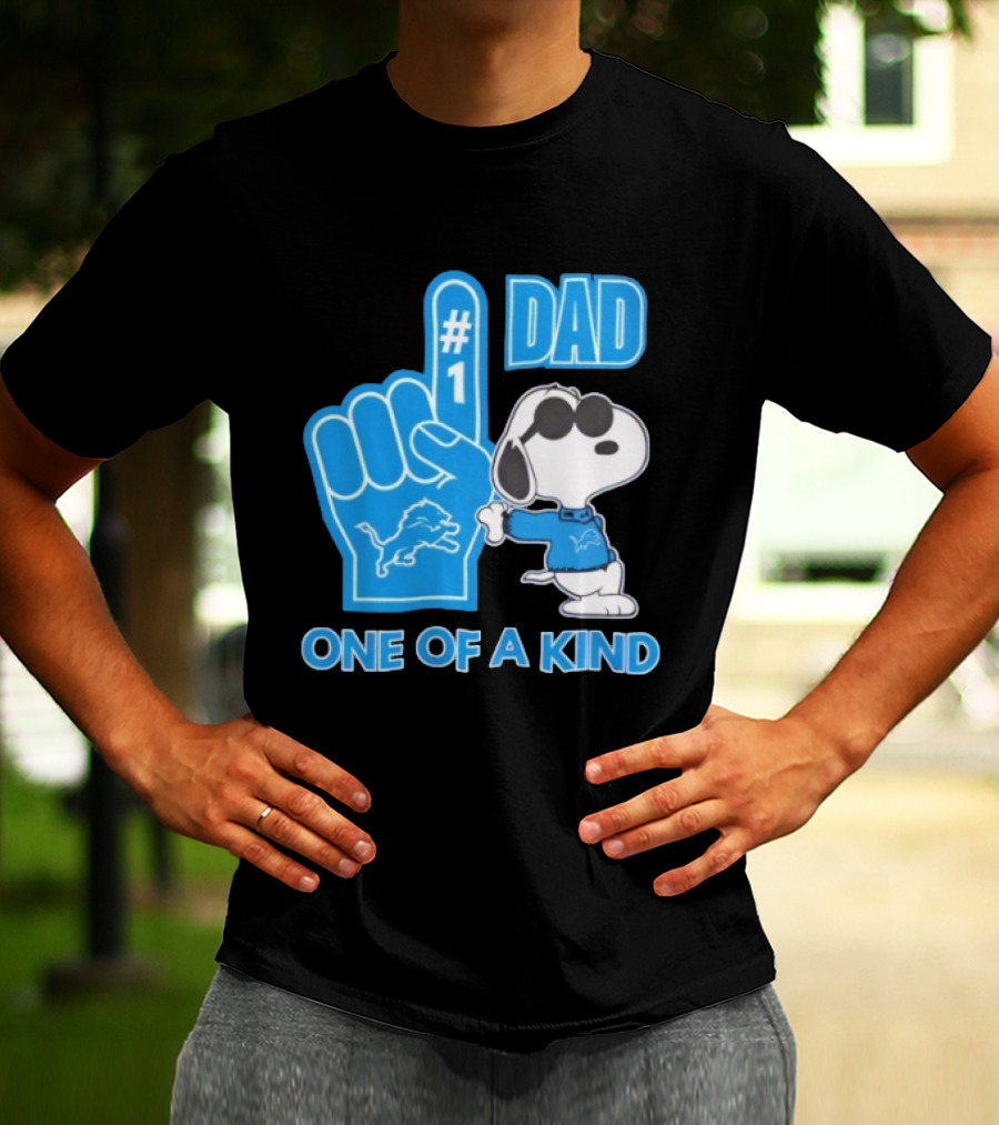 Detroit Lions Snoopy #1 Dad One Of A Kind T-Shirt