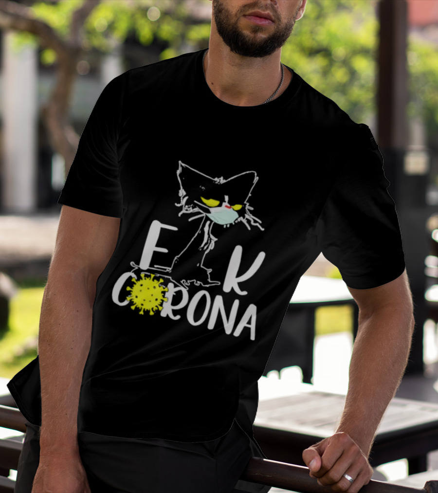 F Corona Black Cat Masked Pandemic Humor T-Shirt