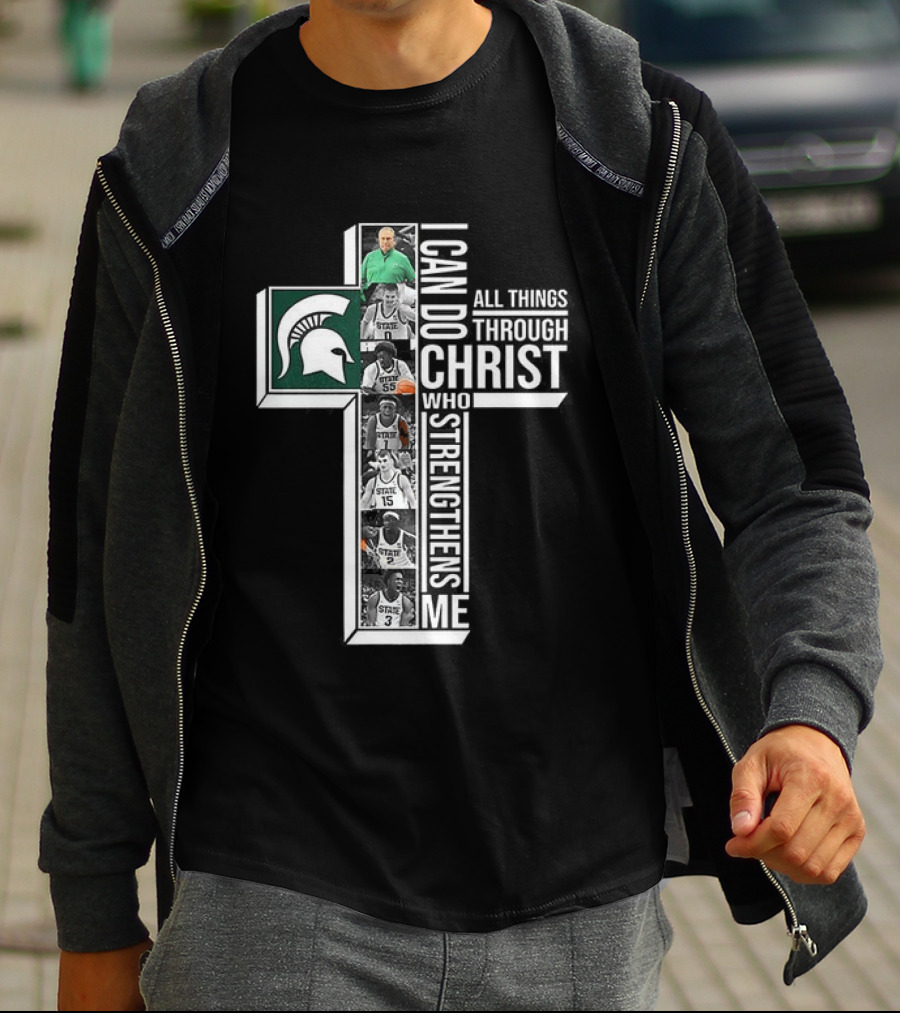 Michigan State Spartans I Can Do All Things Through Christ Player Cross T-Shirt