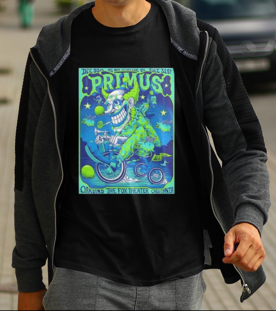 Dec 30 31 2025 Primus New Years Eve Oakland The Fox Theater Clown T-Shirt