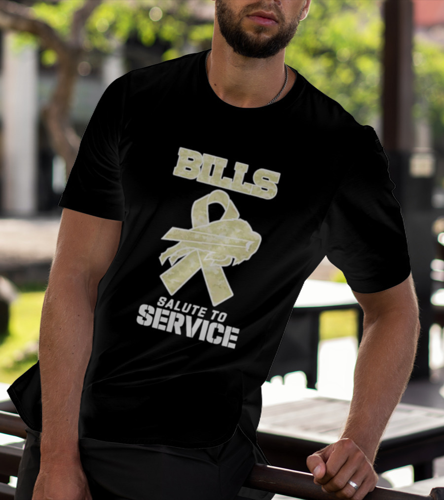 Buffalo Bills Camouflage Ribbon Military Salute To Service T-Shirt