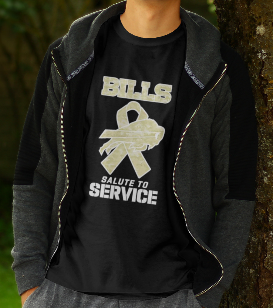 Buffalo Bills Camouflage Ribbon Military Salute To Service T-Shirt
