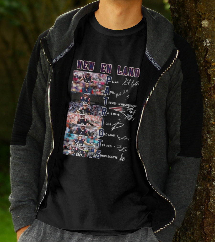 New England Patriots Players Robert S Mike Vrabel Stefon Diggs Signatures T-Shirt