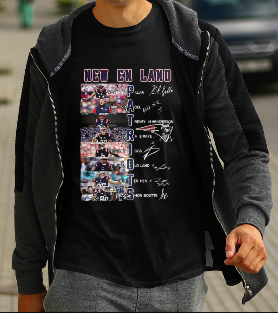 New England Patriots Players Robert S Mike Vrabel Stefon Diggs Signatures T-Shirt