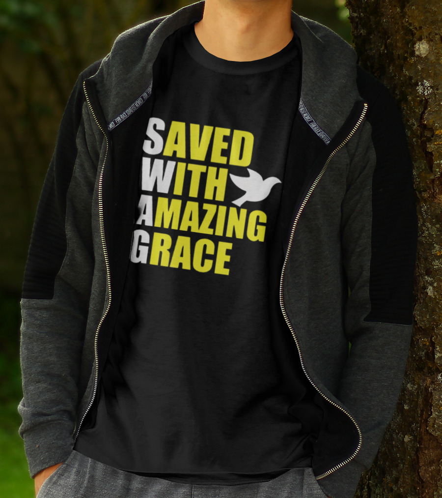 Saved With Amazing Grace Dove Symbol Spiritual T-Shirt