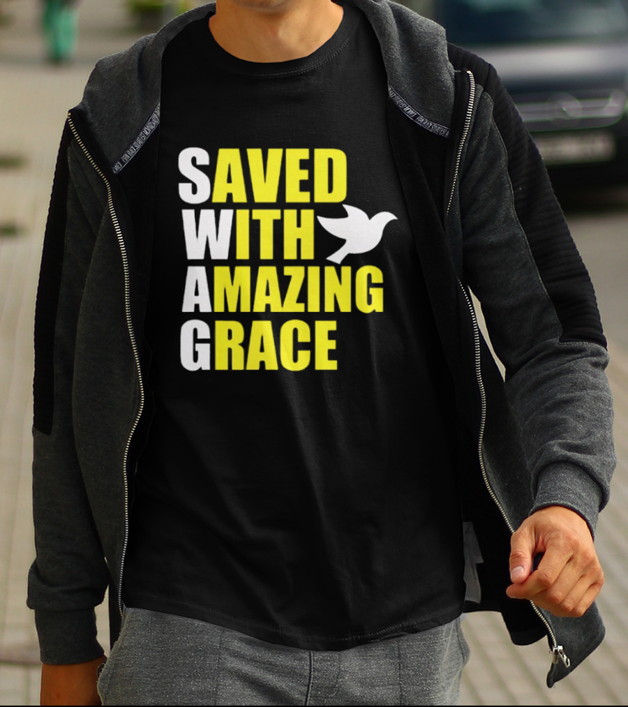Saved With Amazing Grace Dove Symbol Spiritual T-Shirt
