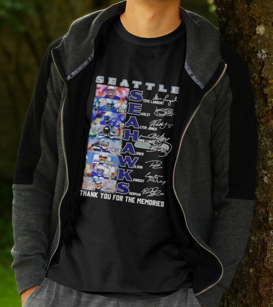 Seattle Seahawks Players Signature Thank You For The Memories T-Shirt