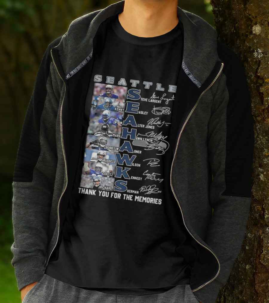 Seattle Seahawks Thank You For The Memories Player Signatures NFL Honor T-Shirt
