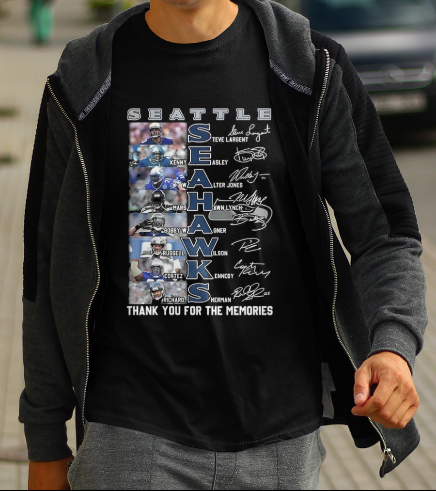 Seattle Seahawks Thank You For The Memories Player Signatures NFL Honor T-Shirt