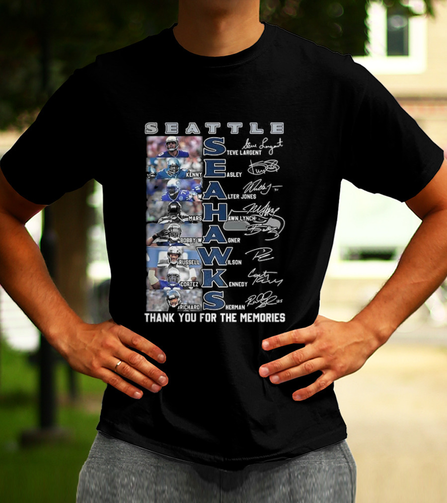 Seattle Seahawks Thank You For The Memories Player Signatures NFL Honor T-Shirt