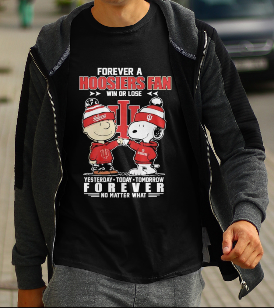 Snoopy Charlie Brown Indiana Hoosiers Fan Forever No Matter What T-Shirt