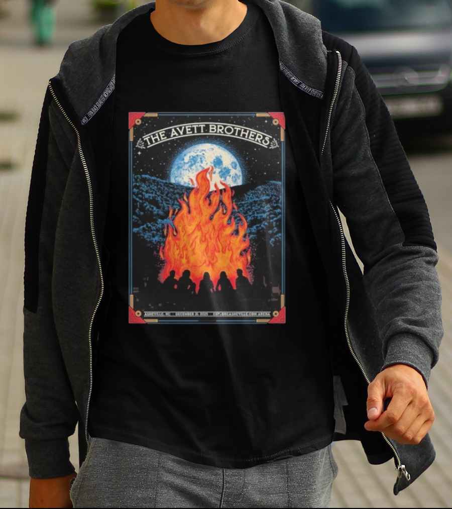 Avett Brothers Asheville NC Arena December 31 2025 Event Moon And Fire T-Shirt