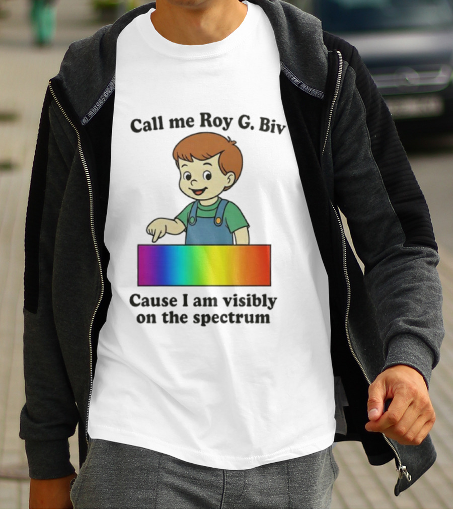 Call Me Roy G. Biv Cause I Am Visibly On The Spectrum Boy Rainbow Color Spectrum Kids T-Shirt