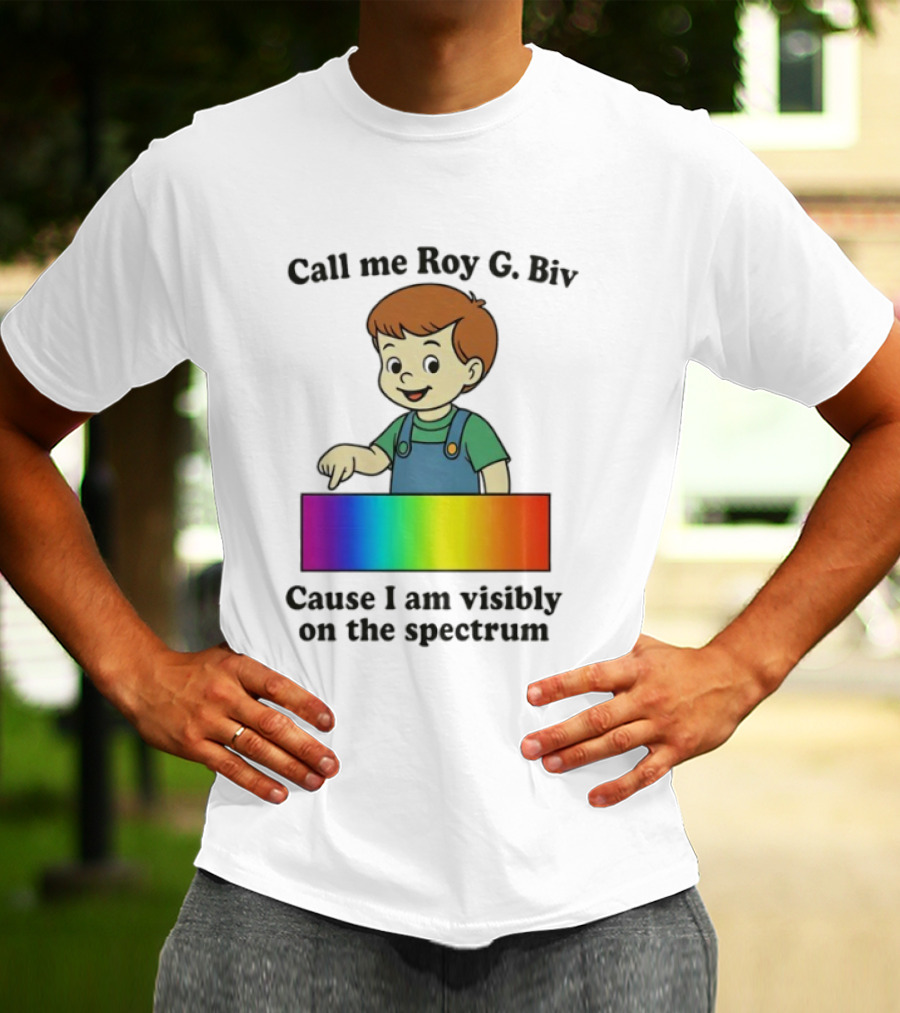 Call Me Roy G. Biv Cause I Am Visibly On The Spectrum Boy Rainbow Color Spectrum Kids T-Shirt