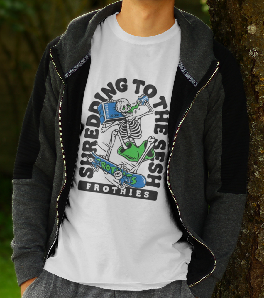 Frothies Shredding To The Sesh Skeleton 30 Cans T-Shirt