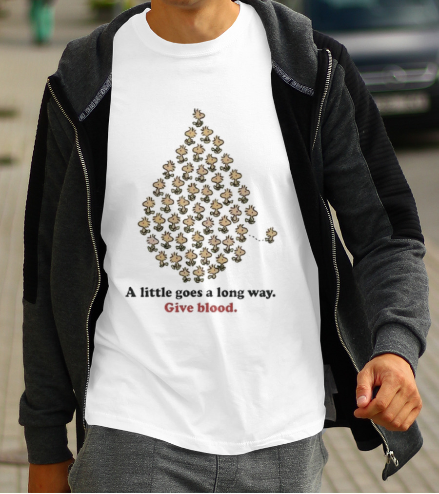 Woodstock A Little Goes A Long Way Give Blood Droplet With Birds T-Shirt