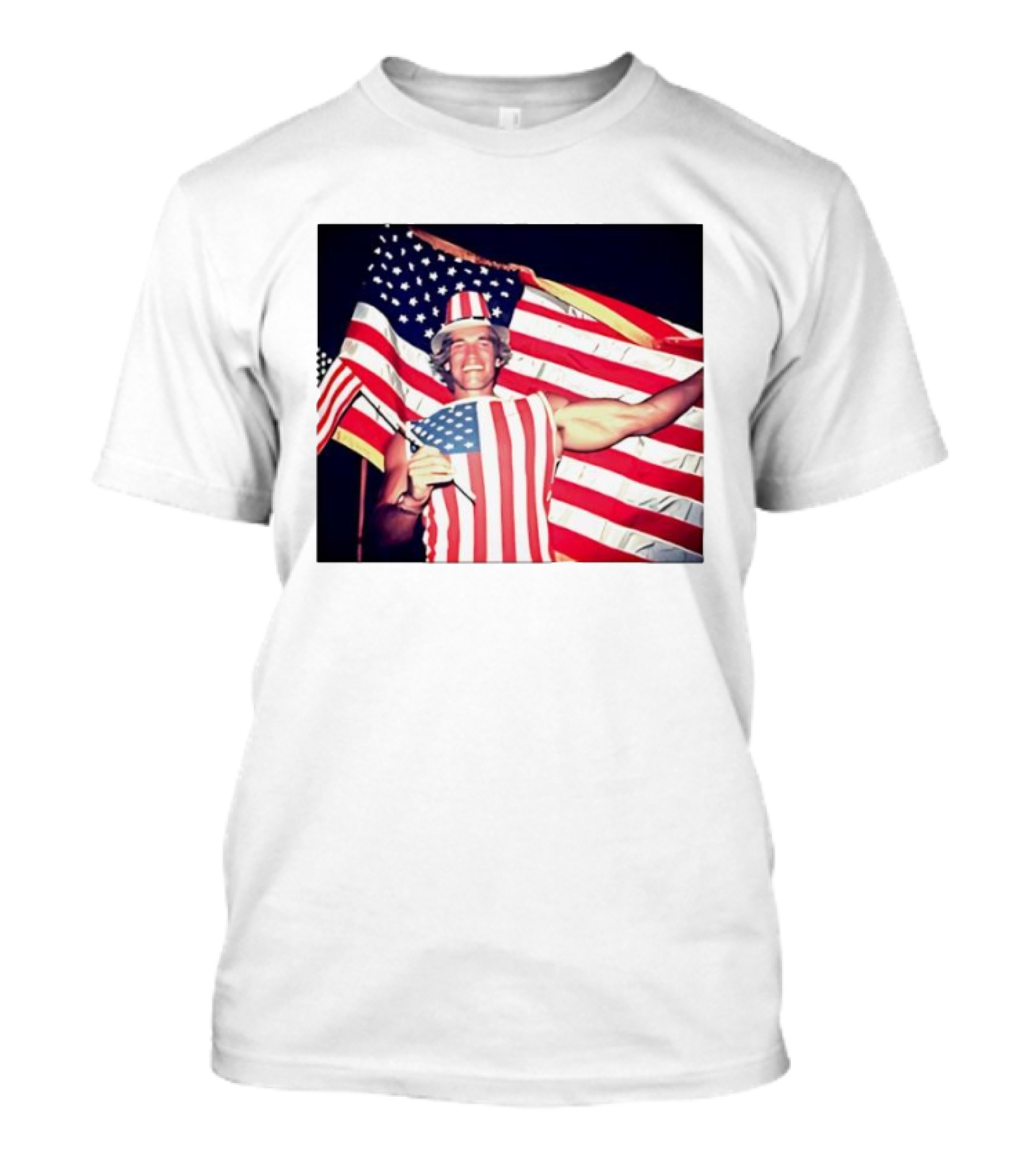 Arnold Schwarzenegger 1983 US Citizenship American Flag Celebration T-Shirt