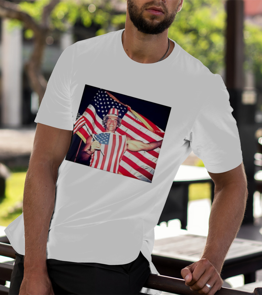 Arnold Schwarzenegger 1983 US Citizenship American Flag Celebration T-Shirt
