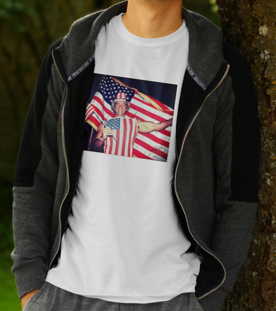 Arnold Schwarzenegger 1983 US Citizenship American Flag Celebration T-Shirt