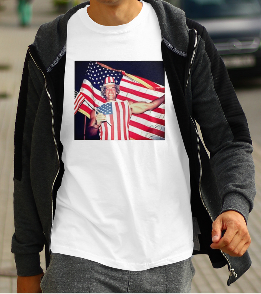 Arnold Schwarzenegger 1983 US Citizenship American Flag Celebration T-Shirt