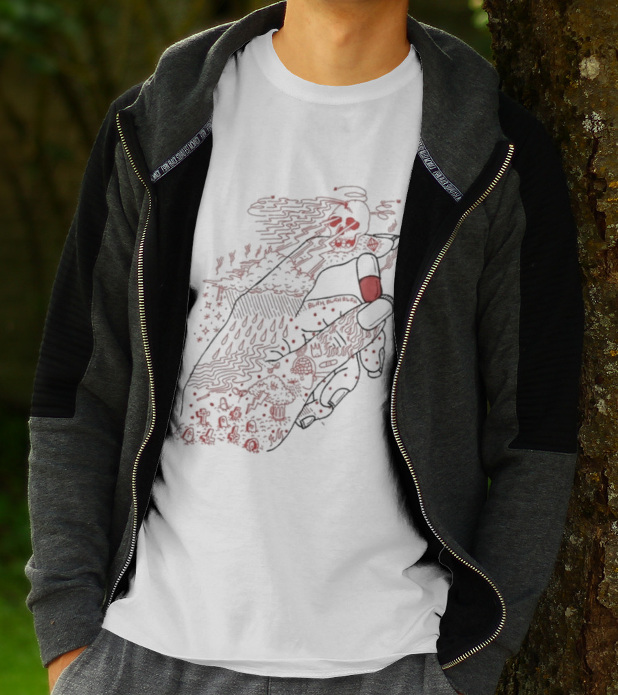 Red Rose Hand Holding Pill Art Capsule Capsule T-Shirt