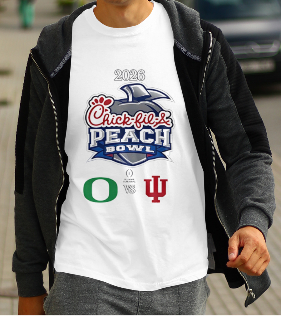 2026 Chick Fil A Peach Bowl Oregon Ducks Vs Indiana Hoosiers T-Shirt