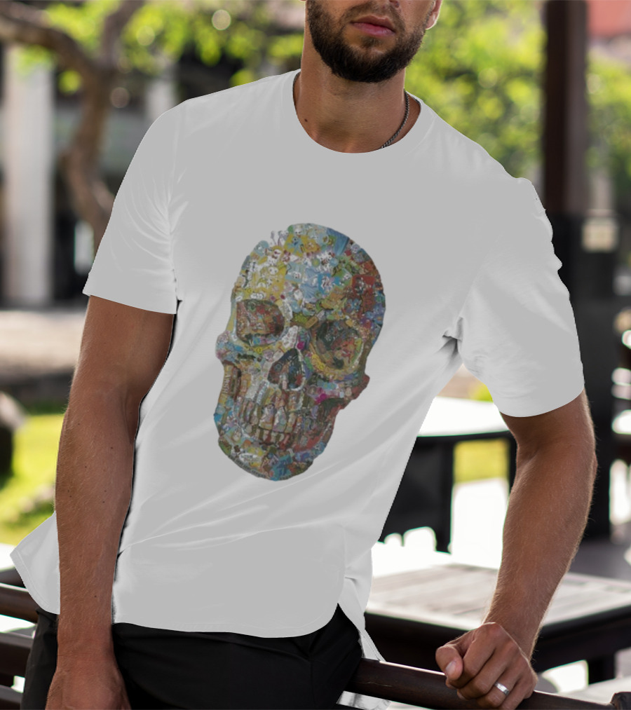 Noah Scalin Still Life Skull Collage Of Popular Culture T-Shirt