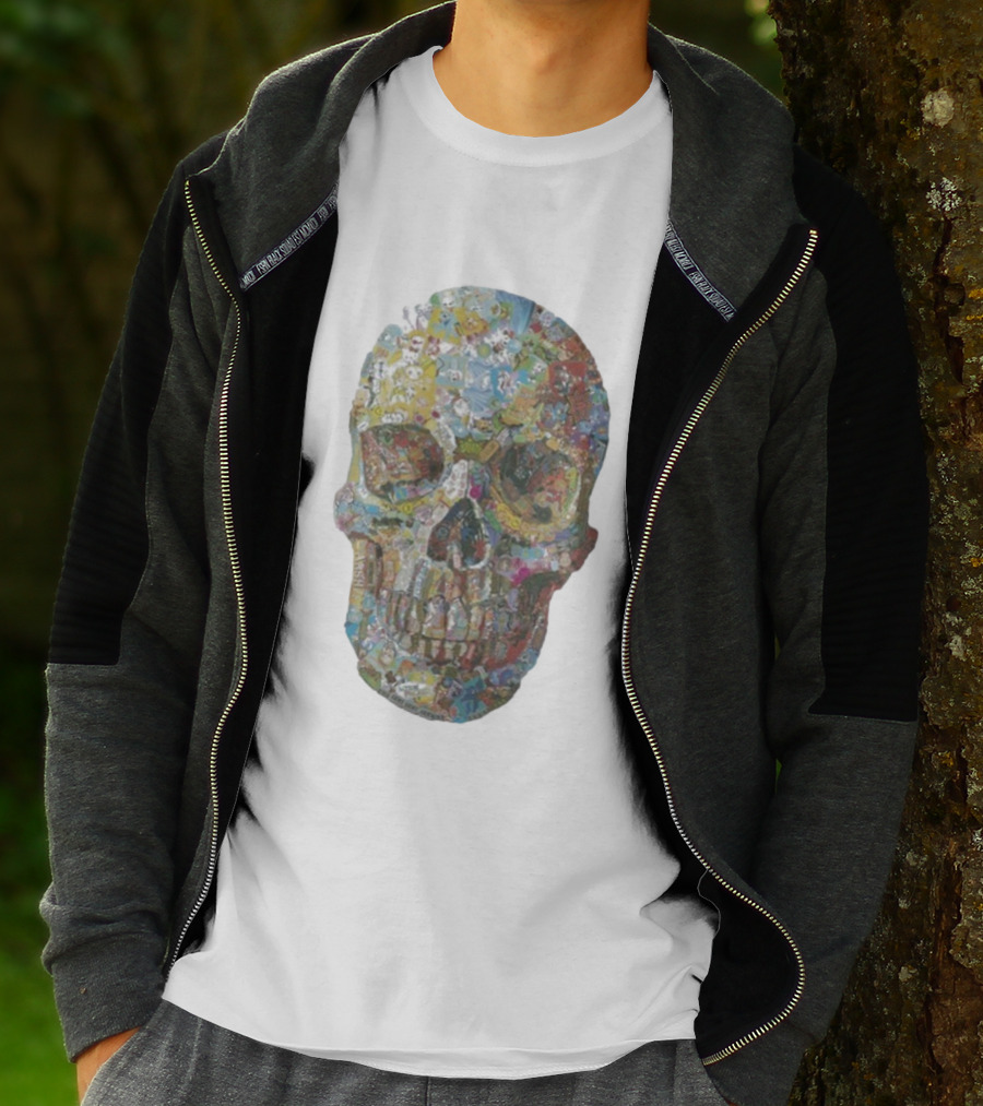 Noah Scalin Still Life Skull Collage Of Popular Culture T-Shirt