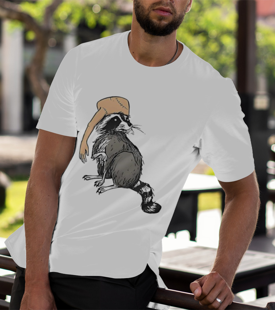 Raccoon With Human Arm Hat T-Shirt