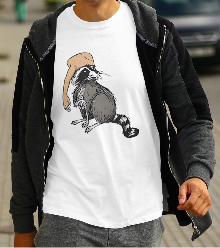 Raccoon With Human Arm Hat T-Shirt