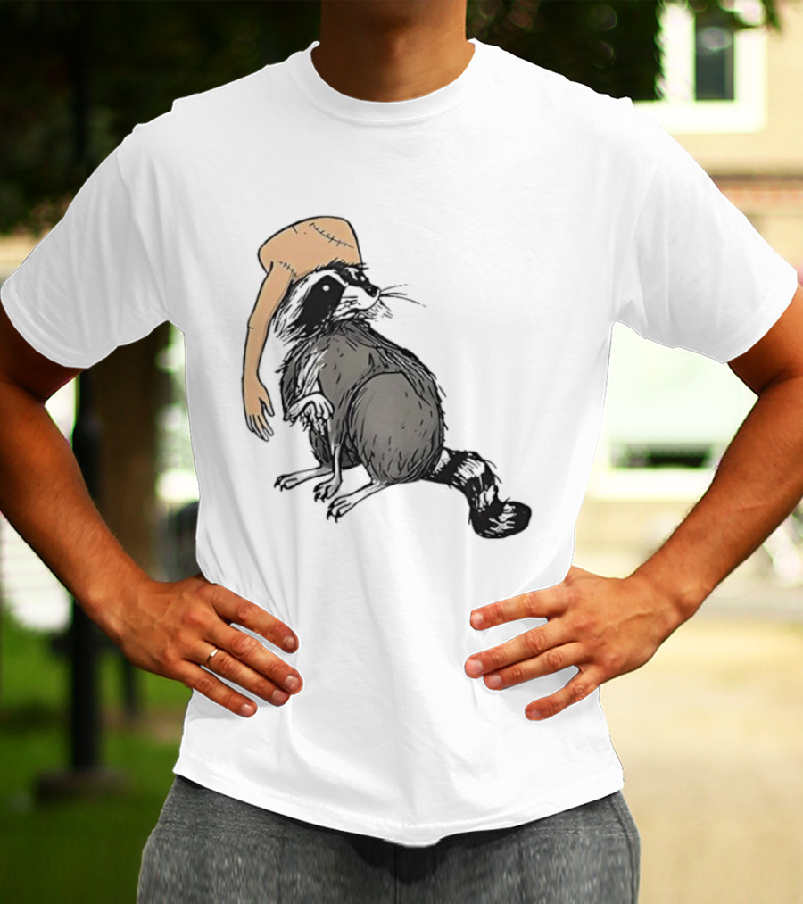 Raccoon With Human Arm Hat T-Shirt