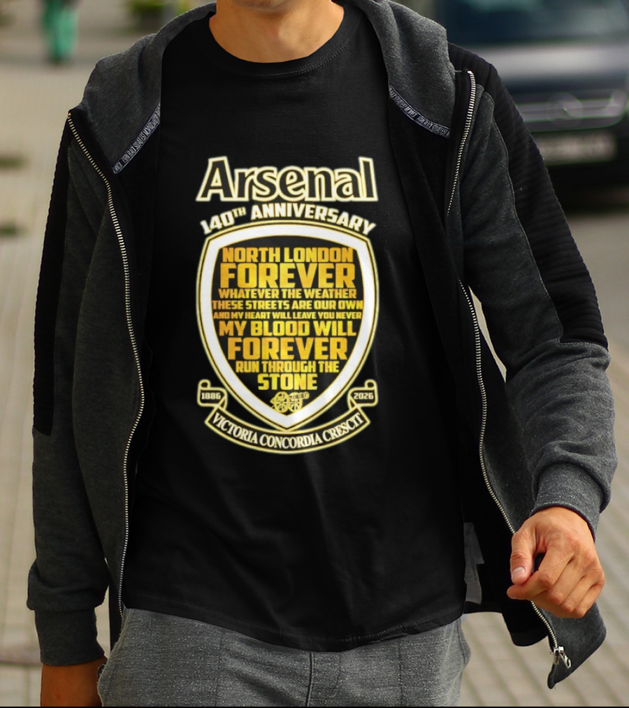 Arsenal 140th Anniversary North London Forever 1886 2026 Victoria Concordia Crescit T-Shirt
