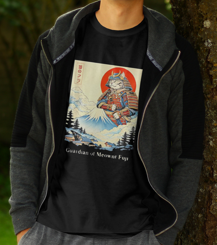 Guardian Of Meownt Fuji Samurai Cat Japanese T-Shirt
