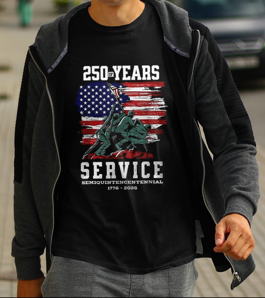 250 Years Service America Anniversary Semiquincentennial US Flag 1776 2026 T-Shirt