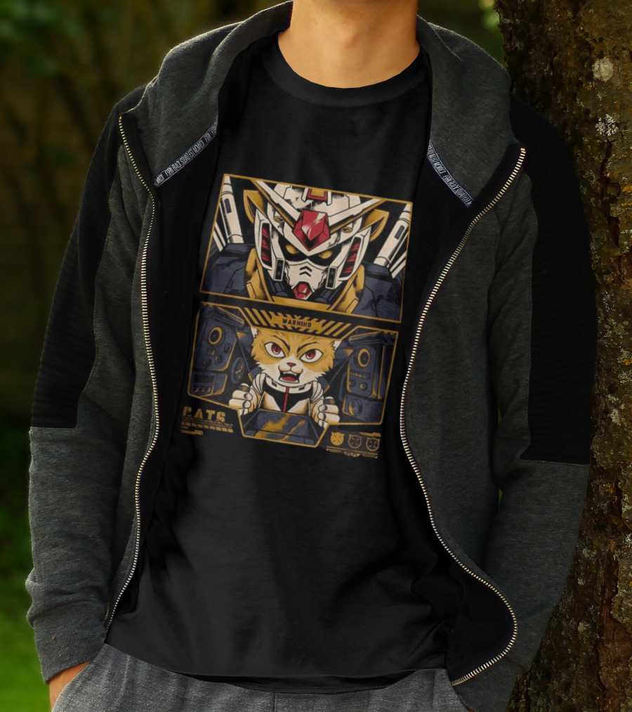Amuro The Cat RX 78 2 Gundam Anime Warning Cats Play Grumpy Meows T-Shirt