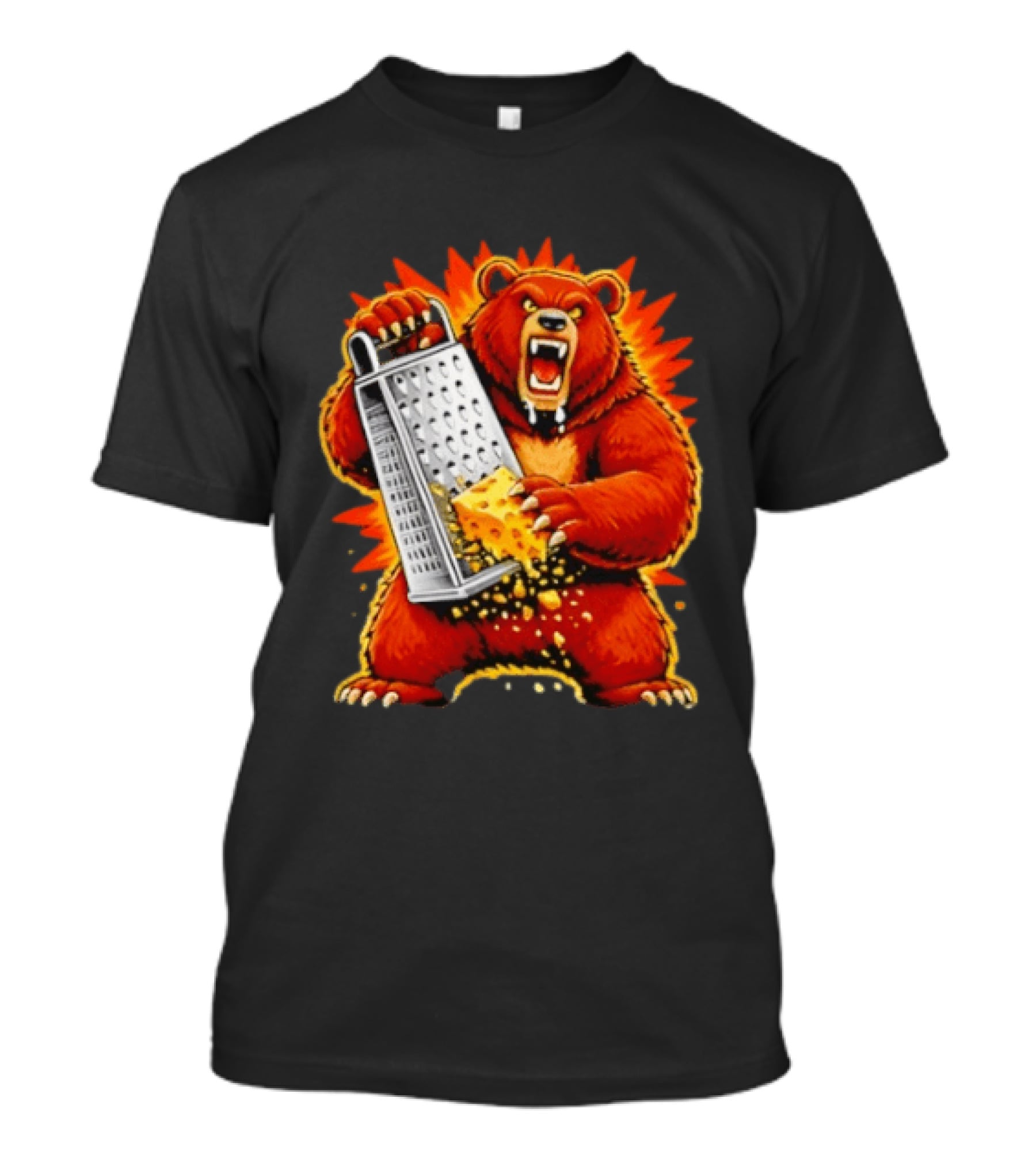 Angry Bear Grating Cheese Grater Hater Fierce Cheese Grating Bear T-Shirt