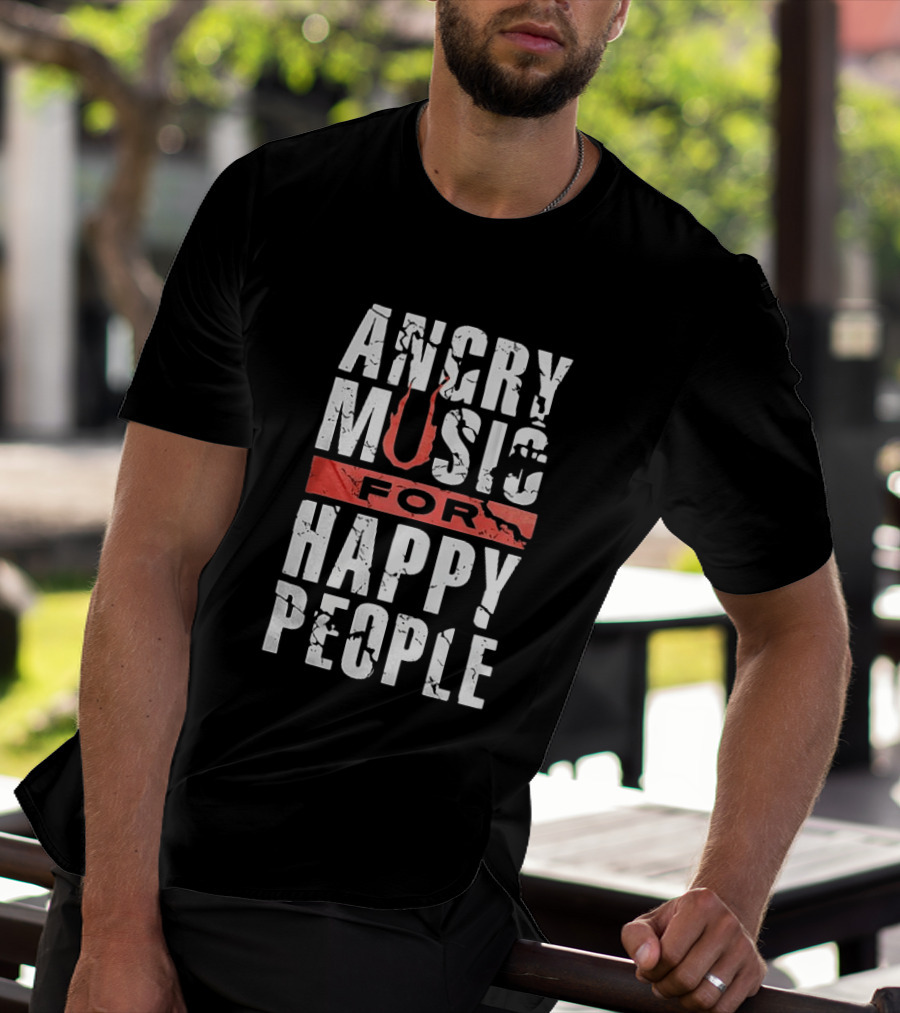 Angry Music For Happy People Red Lightning Bold T-Shirt