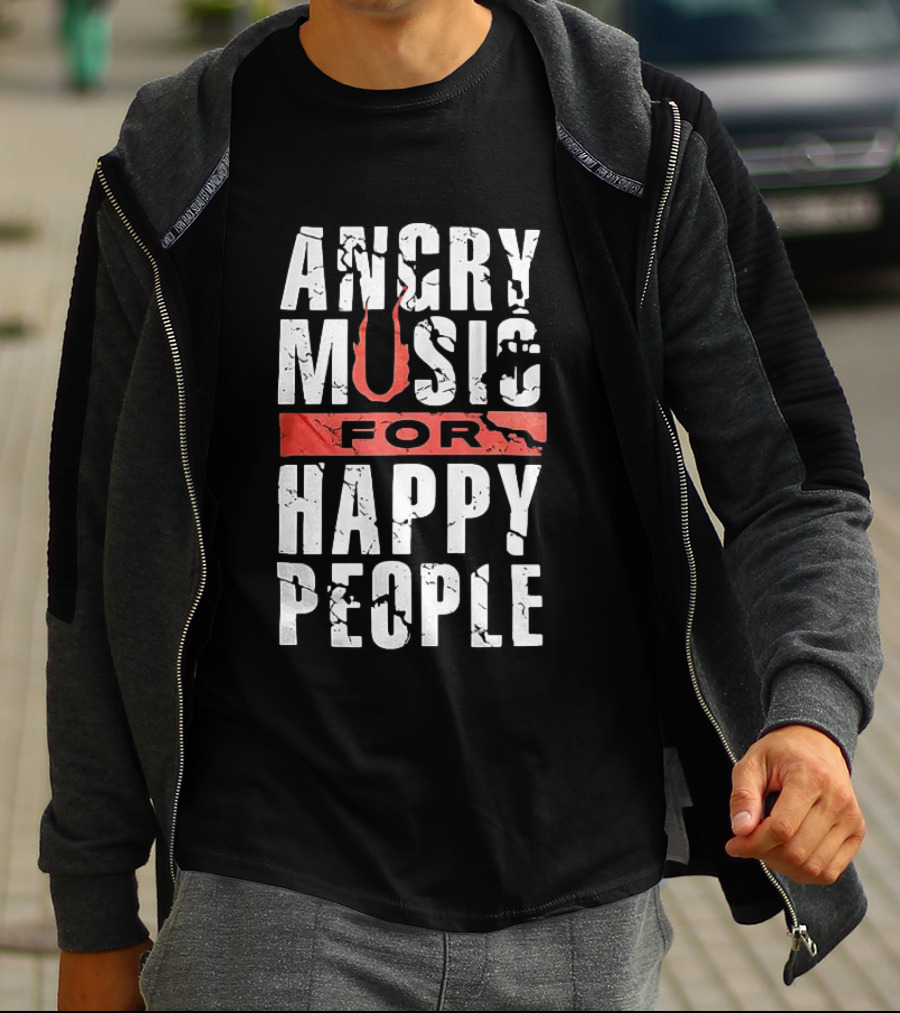 Angry Music For Happy People Red Lightning Bold T-Shirt