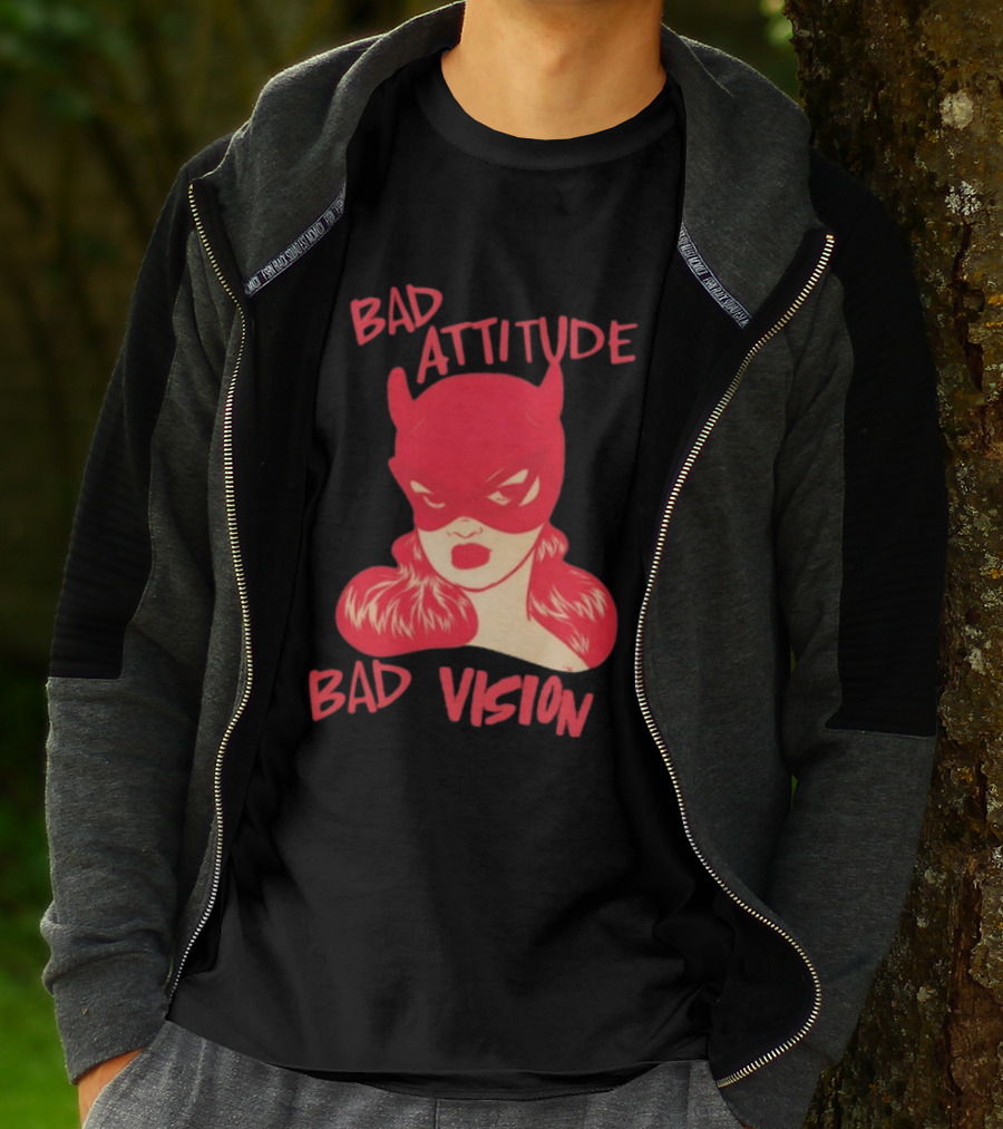 Bad Attitude Bad Vision HDZ Retro Comic Style Masked Woman T-Shirt