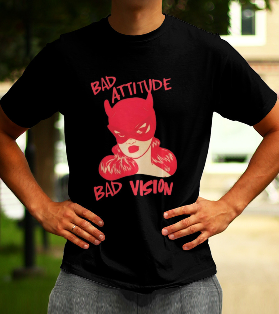 Bad Attitude Bad Vision HDZ Retro Comic Style Masked Woman T-Shirt