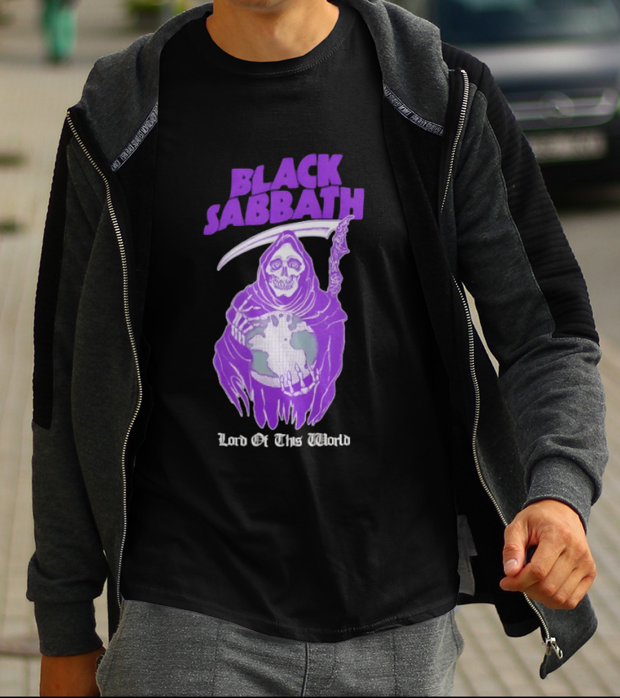 Black Sabbath Lord Of This World Grim Reaper Holding Earth T-Shirt