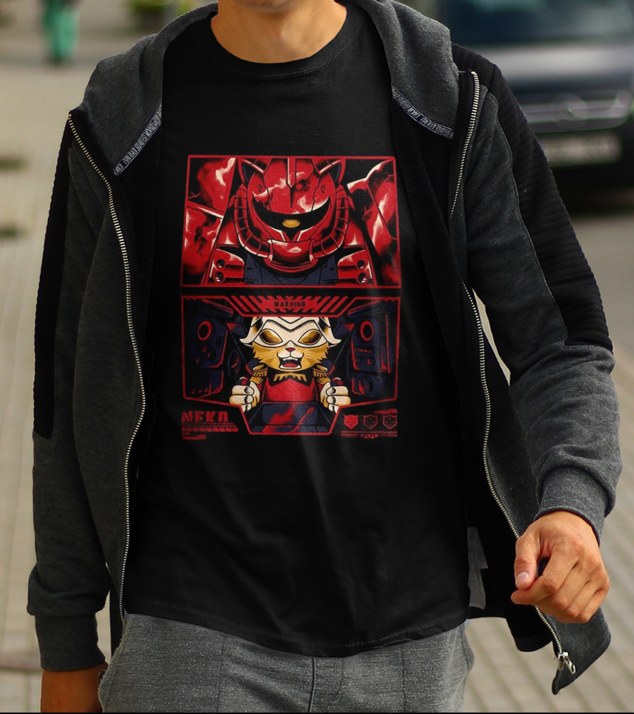 Zaku II Cat Aznable Char Aznable Gundam Anime Warning Meow T-Shirt
