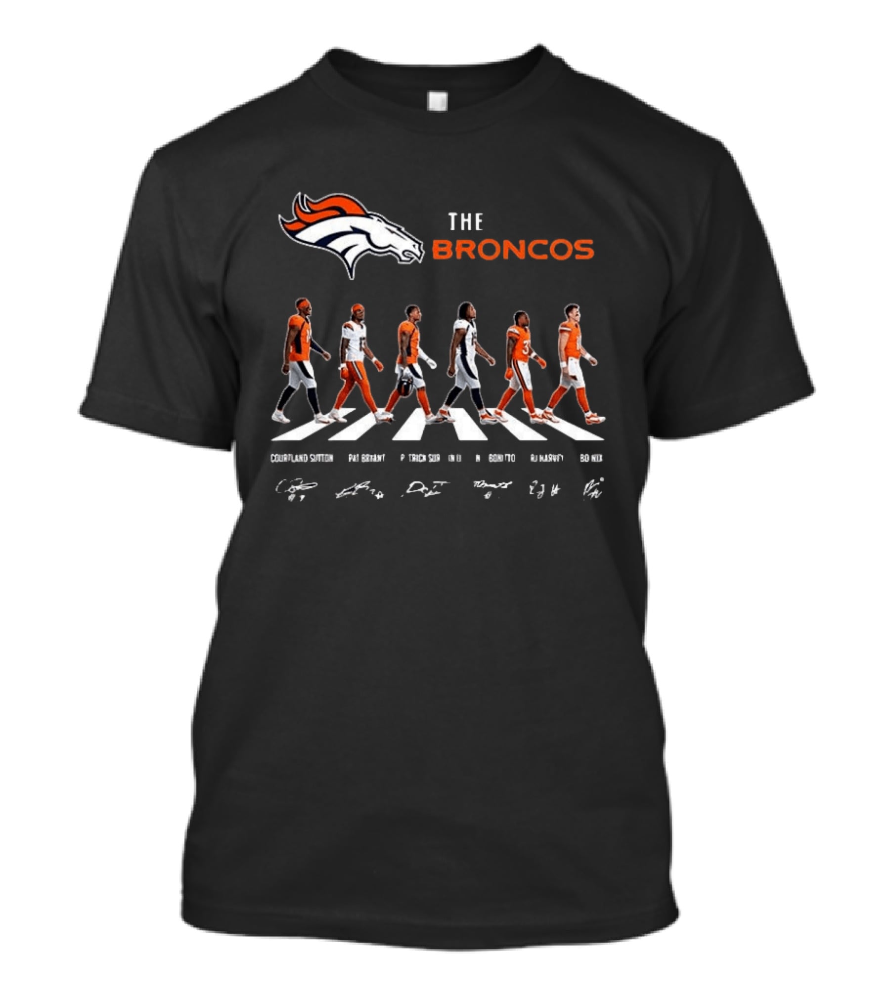 Denver Broncos NFL Player Signatures Crosswalk Concept T-Shirt