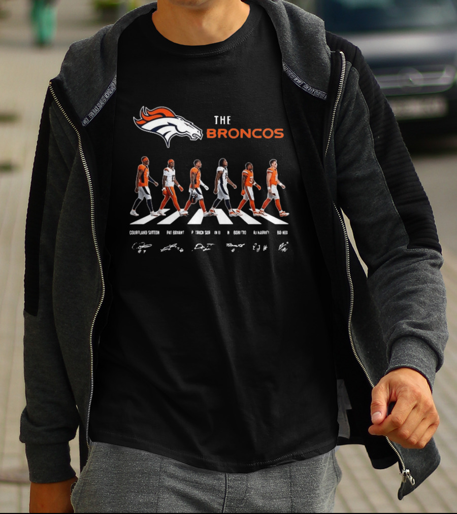 Denver Broncos NFL Player Signatures Crosswalk Concept T-Shirt