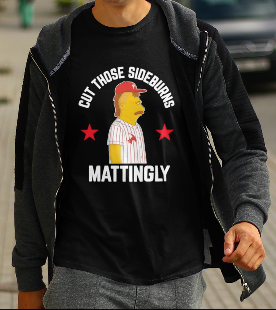 Cut Those Sideburns Mattingly Baseball Character Red Stars T-Shirt